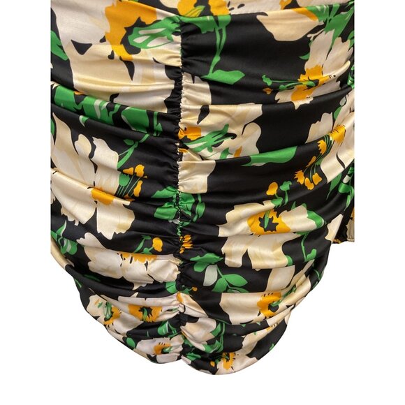 ASTR Black Floral Long Sleeve Ruched Mini Dress Size S - Picture 5 of 7